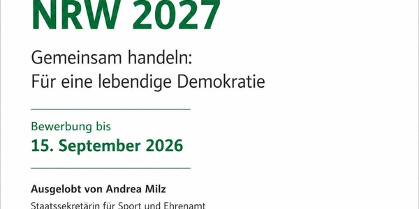 Engagementpreis NRW 2027 ausgeschrieben