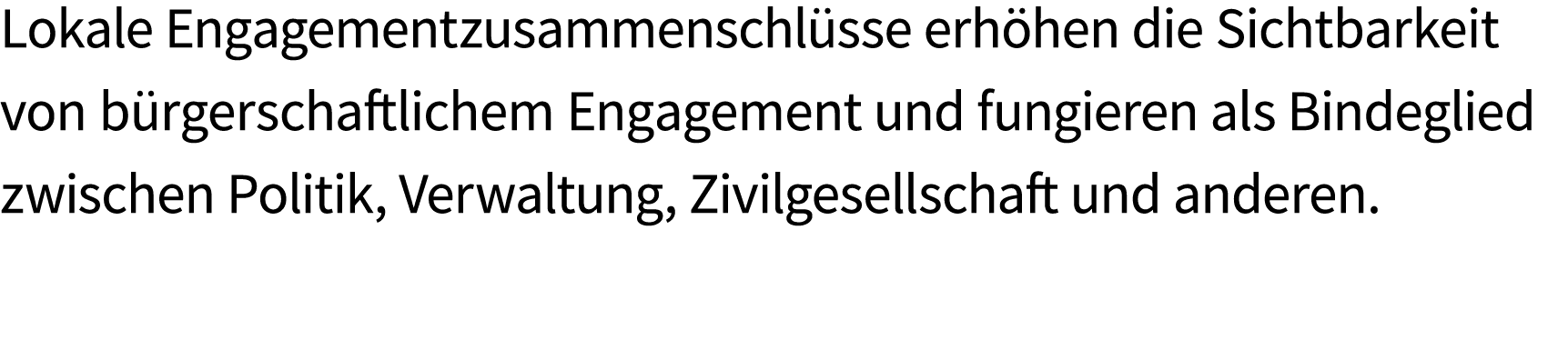 Lokale Engagementzusammenschl sse erh hen die Sichtbarkeit von b rgerschaftlichem Engagement und fungieren als Bindeg...
